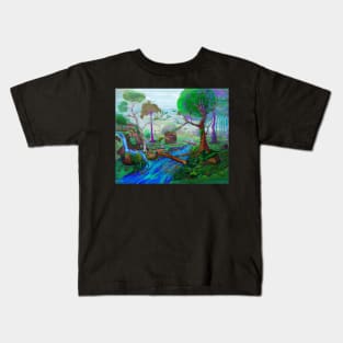 Landscape Forest Digital Art Painting Kids T-Shirt